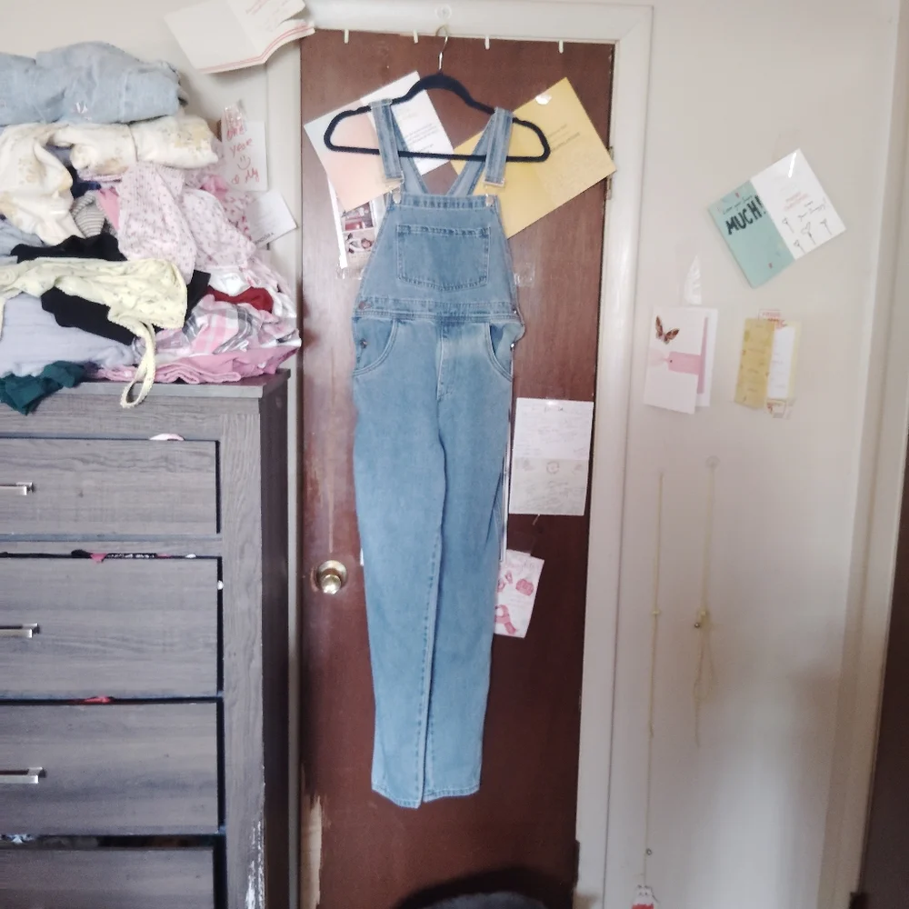 WE WORE WHAT Light Wash Denim Overalls - Small - Picture 5 of 12